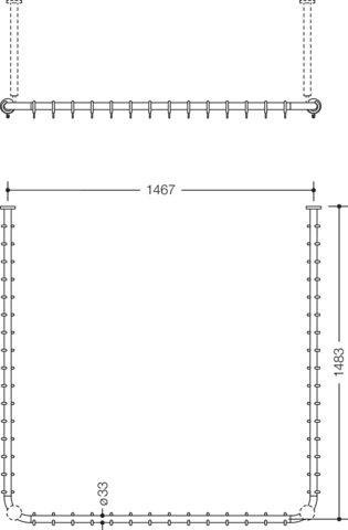 HEWI Duschvorhangstange „Serie 801“ 150 × 153,7 cm HEWI Duschvorhangstange „Serie 801“ 150 × 153,7 cm