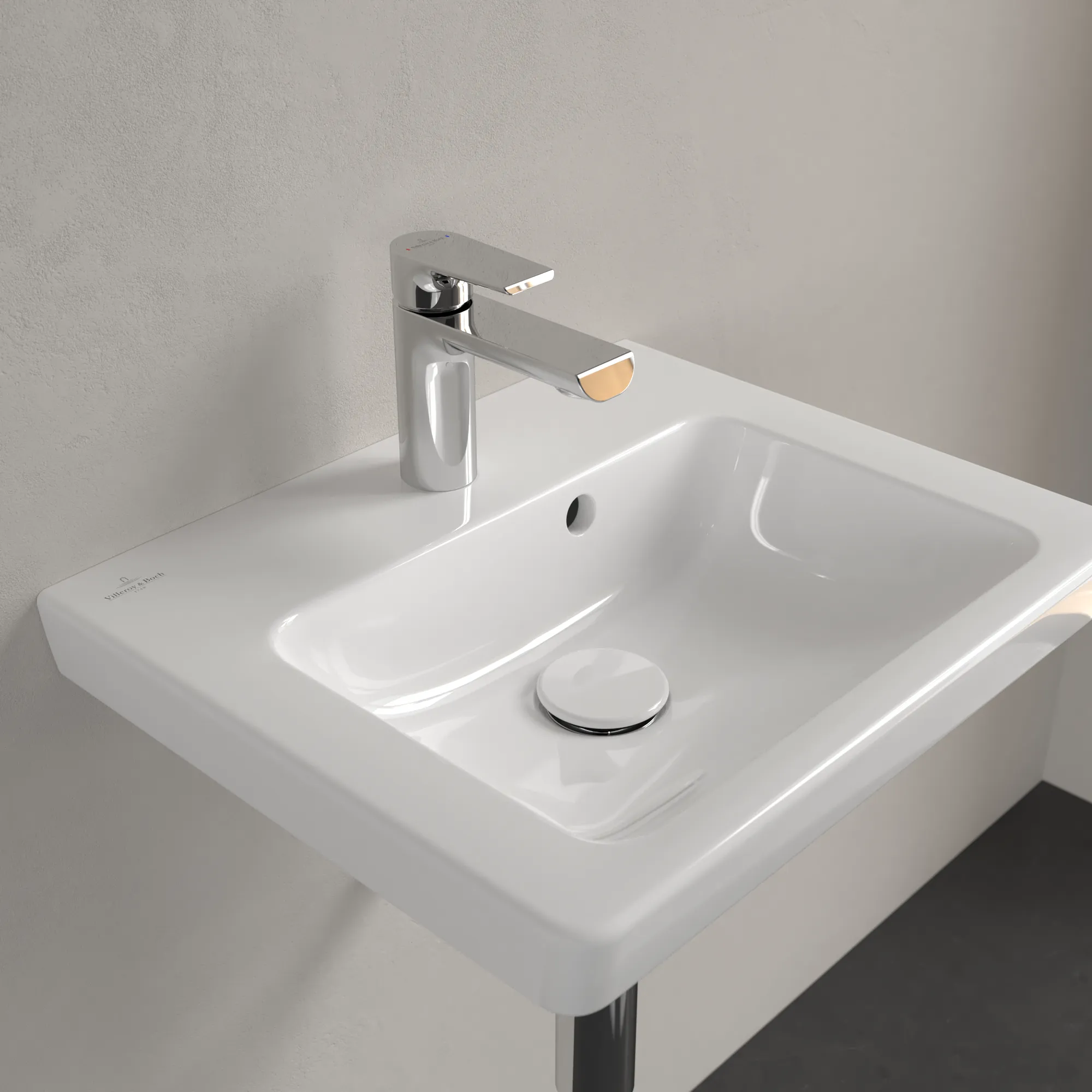Villeroy & Boch Handwaschbecken geschliffen „Subway 2.0“ 500 × 400 × 140 mm, mit Hahnlochbohrung, Hahnlochposition mittig, mit Hahnlochbank