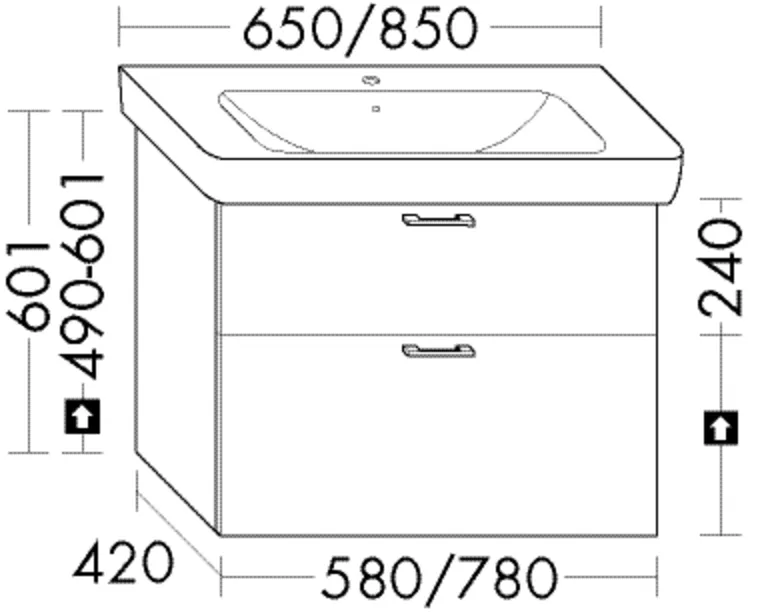 Burgbad Waschtischunterschrank Sys30, 420x580x601 mm, 1 Schublade oben, 1 Auszug unten Burgbad Waschtischunterschrank Sys30, 420x580x601 mm, 1 Schublade oben, 1 Auszug unten