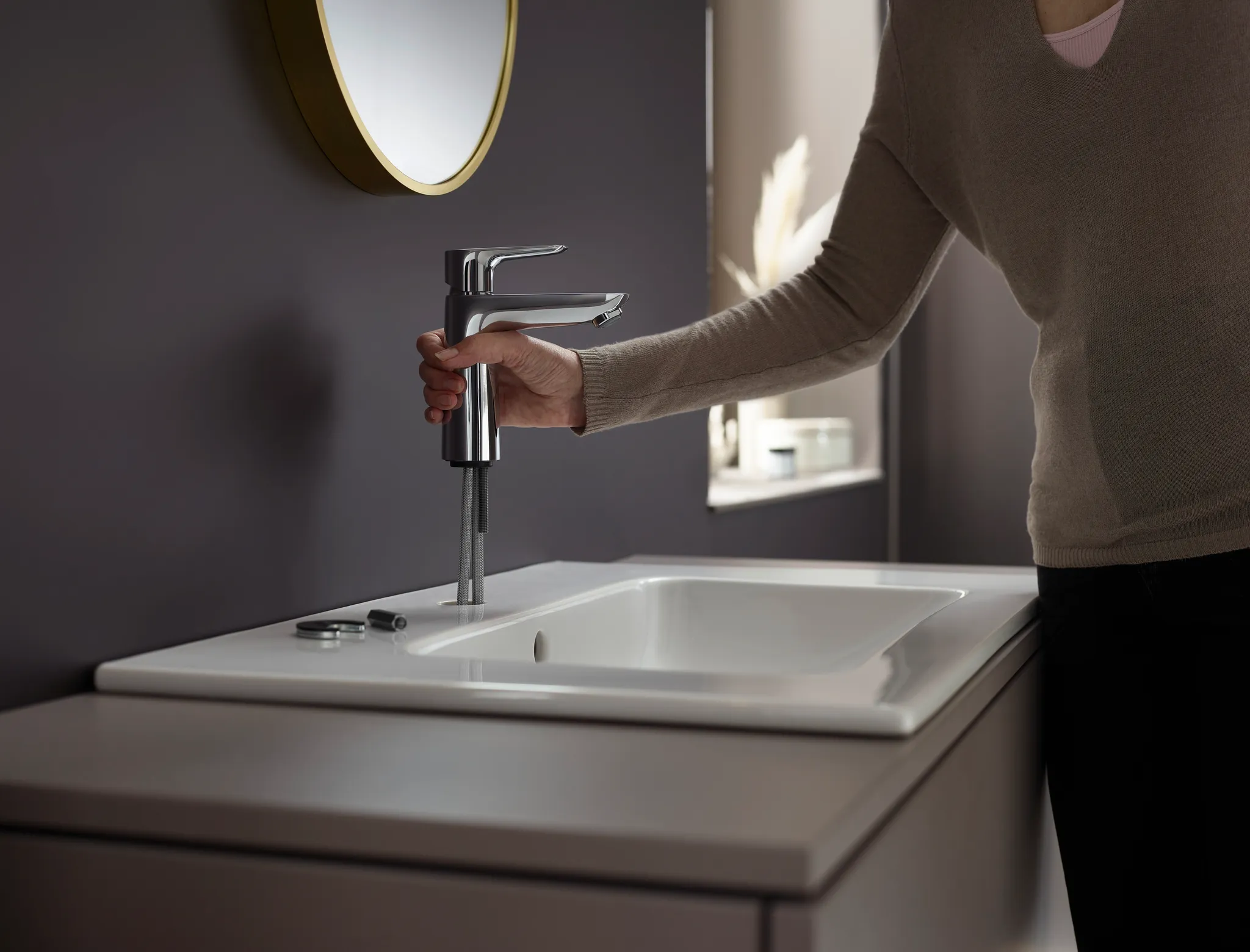 Waschtischmischer 110 Talis E mit Push-Open Ablaufgarnitur chrom