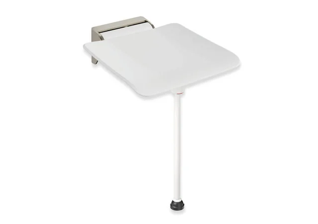 HEWI Klappsitz, System 900, Wandkonsole aus Edst., PVD, Sitzfläche aus strukturiertem Kst., weiß HEWI Klappsitz, System 900, Wandkonsole aus Edst., PVD, Sitzfläche aus strukturiertem Kst., weiß