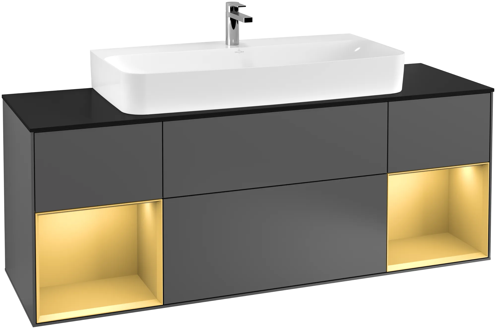 Villeroy & Boch Finion Waschbeckenunterschrank G21 1600x603x501mm Anthracite Matt/Gold Matt