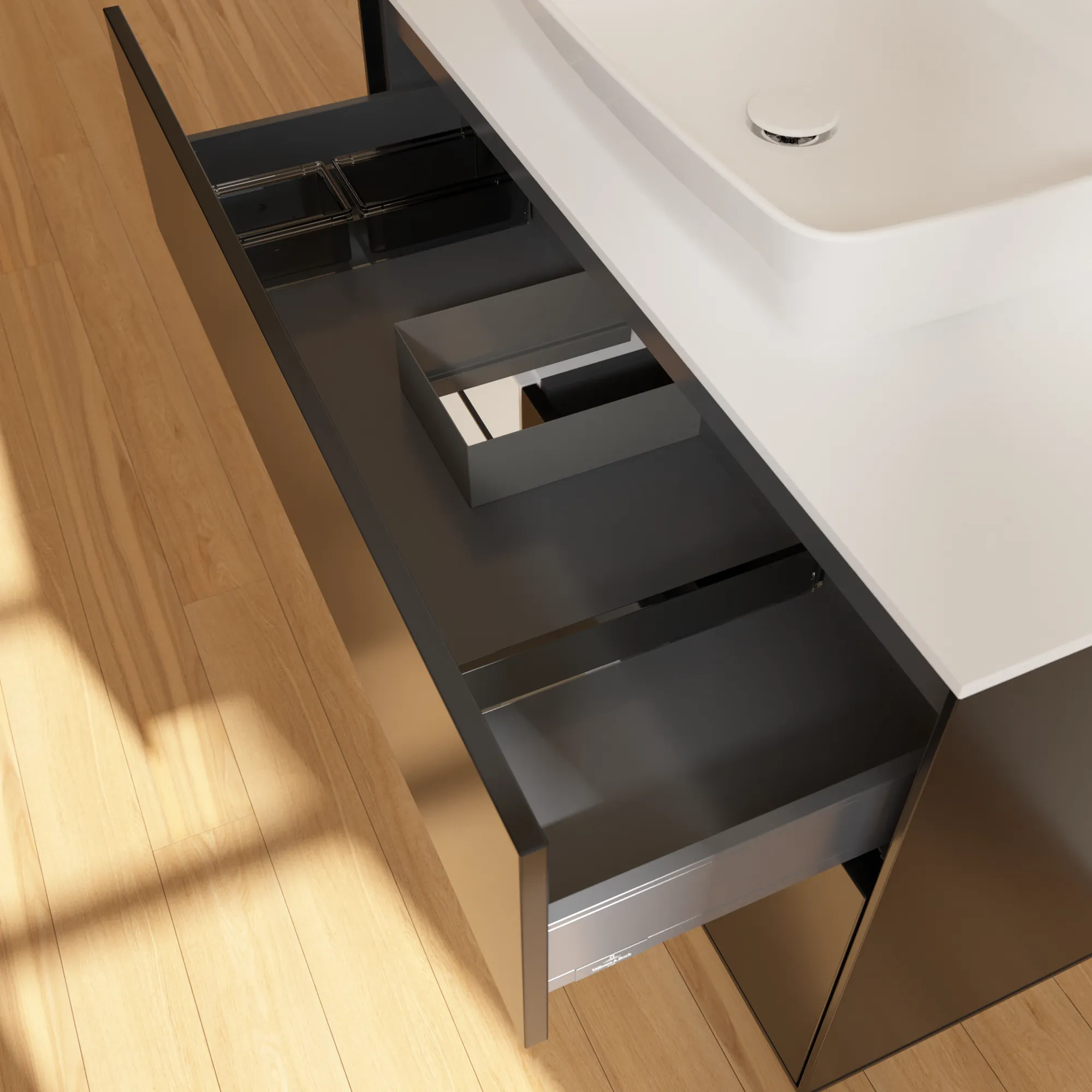 Villeroy & Boch Waschbeckenunterschrank Finion F77, 1000 x 603 x 501 mm, mit Beleuchtung, 2 Auszüge