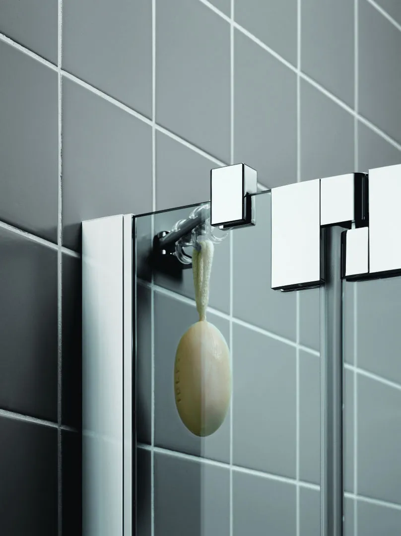 Kermi Duschdesign Viertelkreis-Duschkabine mit Pendeltüren mit Festfeldern für gleichschenklige Wannen „FILIA XP“ Glas Klar, Profile Silber Hochglanz, BV: 875 - 900 mm GAK: 860 - 885 mm WE: 885 - 910 mm H: 2000 mm
