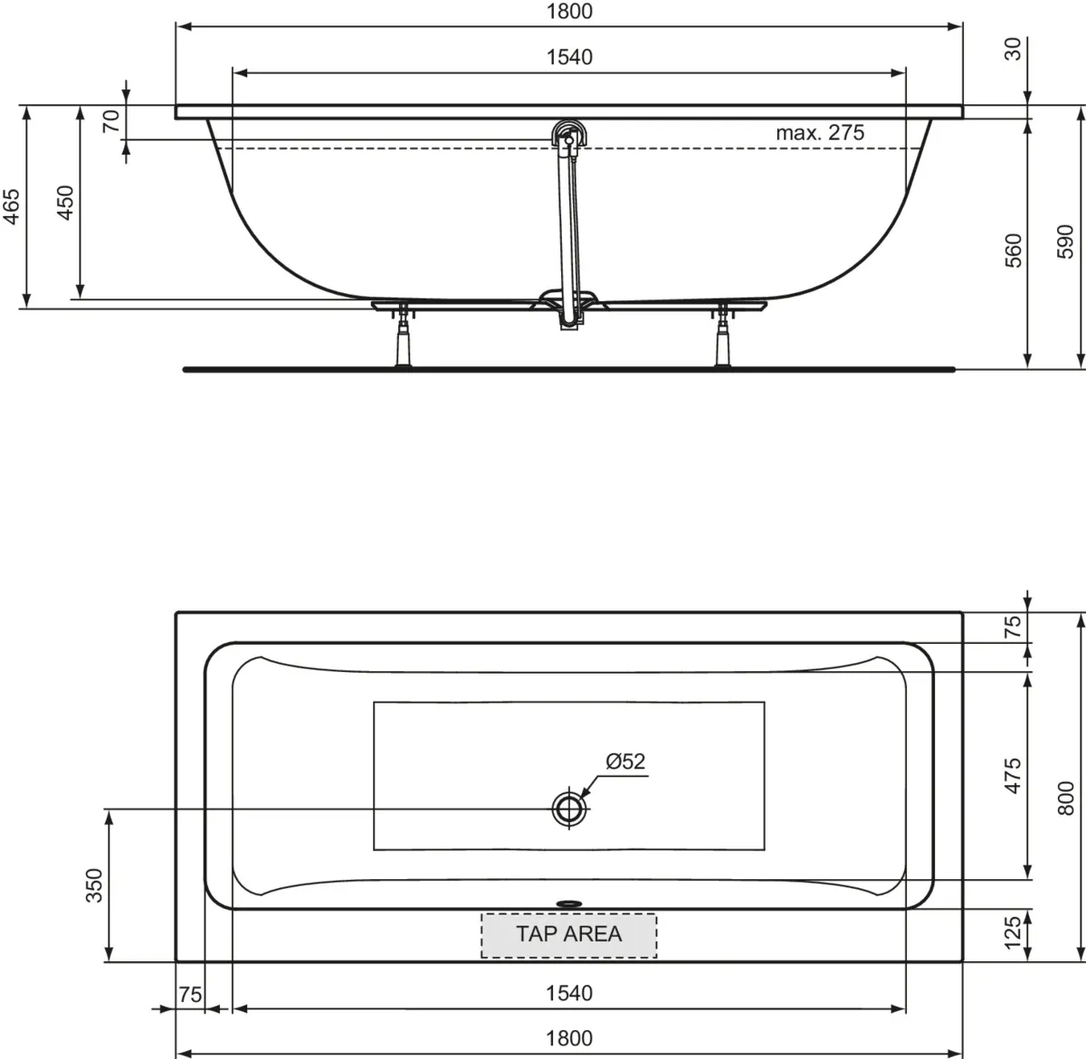 Ideal Standard Badewanne „LaDolceVita“ 80 × 180 cm Ideal Standard Badewanne „LaDolceVita“ 80 × 180 cm
