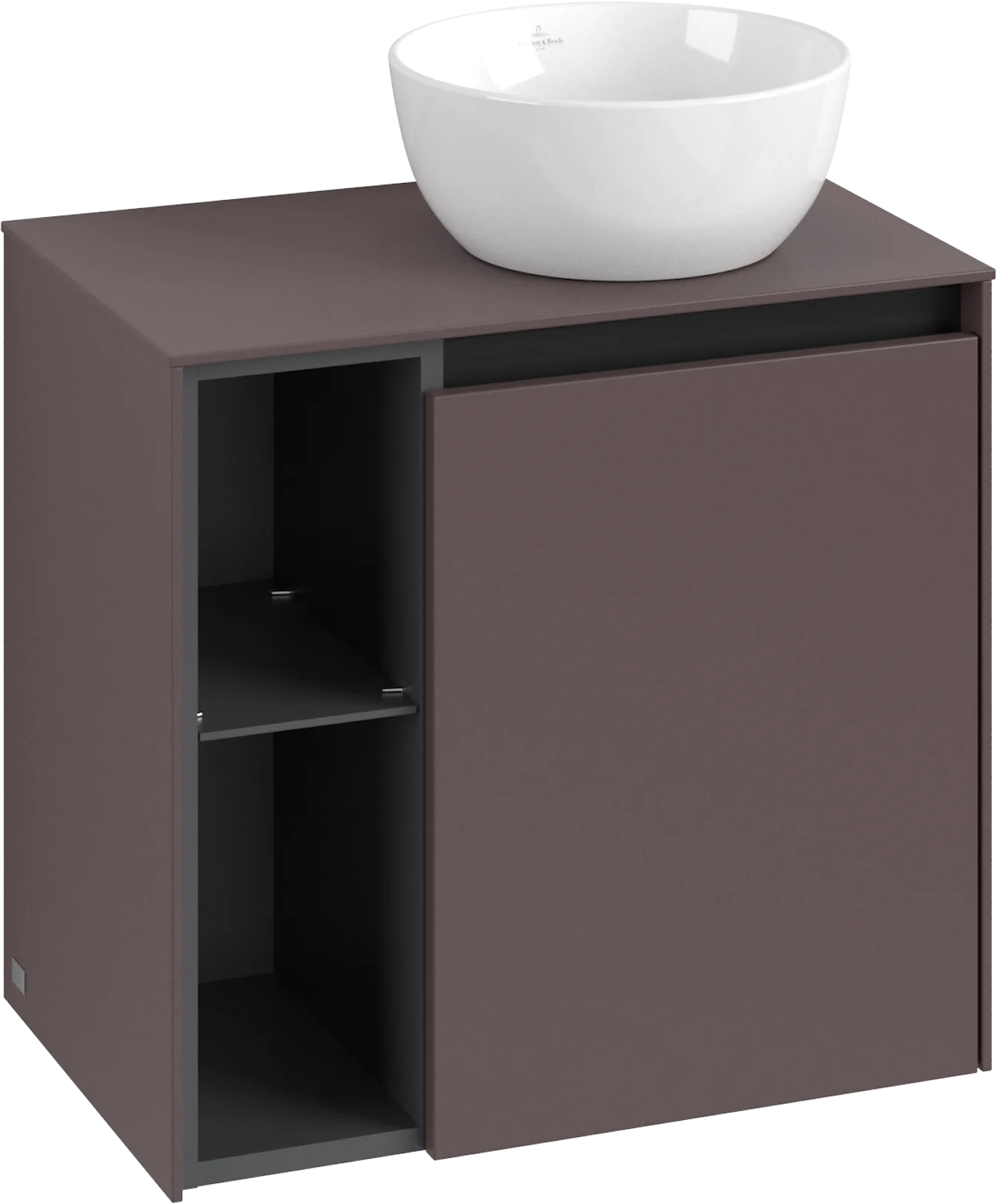 Villeroy & Boch Waschbeckenunterschrank Collaro, Eckig Dark Berry, 600x380x548 mm, mit Absenkautomatik und integrierten Griffen