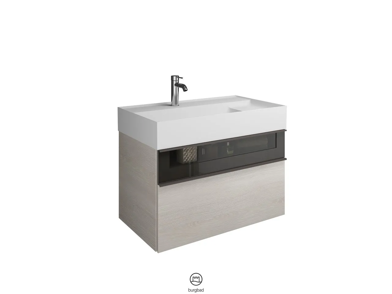 burgbad Yumo Mi-Waschtisch inkl. WTU SFKL082, Mineralguss, 470x815x610, PG1 burgbad Yumo Mi-Waschtisch inkl. WTU SFKL082, Mineralguss, 470x815x610, PG1