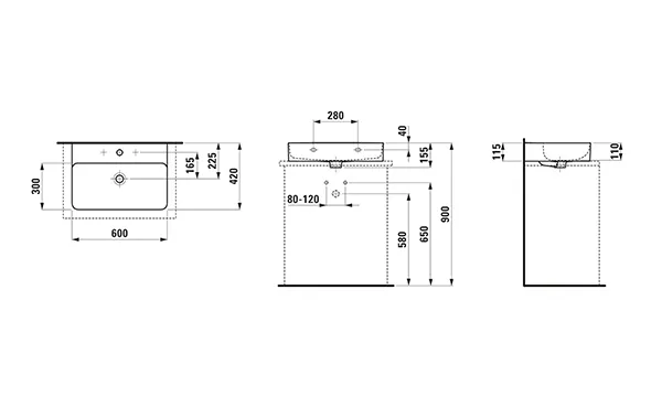 Laufen Aufsatzwaschtisch VAL 420x600x155, 1 Hahnloch, m.ÜL, weiß Laufen Aufsatzwaschtisch VAL 420x600x155, 1 Hahnloch, m.ÜL, weiß