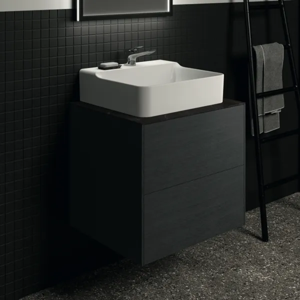 Waschtischplatte Conca, aus Keramik, 602x505x6mm, Marmor Noir Desir Waschtischplatte Conca, aus Keramik, 602x505x6mm, Marmor Noir Desir