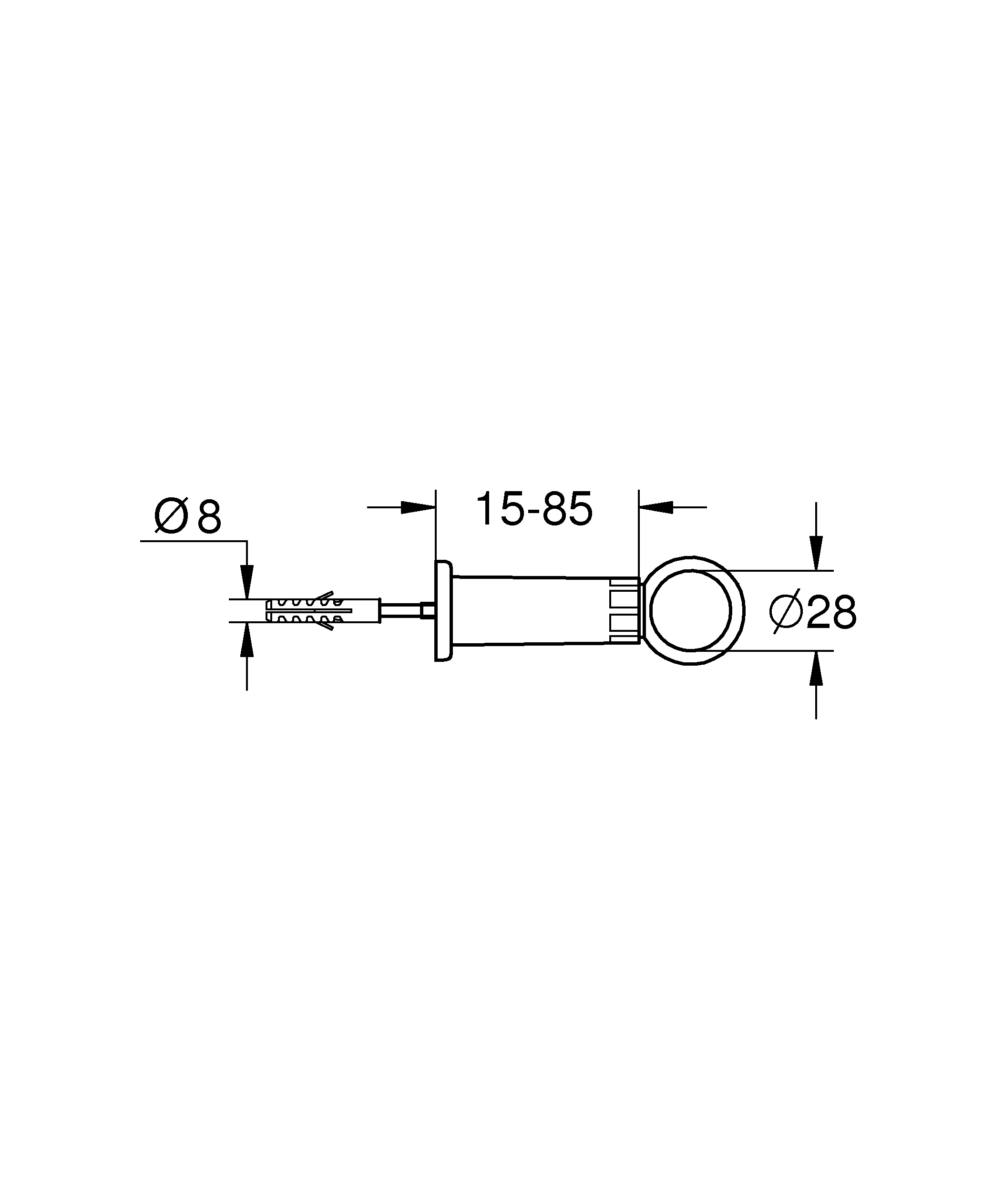 Spülrohrschelle 37132, für Spülrohr Ø 28 mm, für Wandabstand 15 - 85 mm, chrom