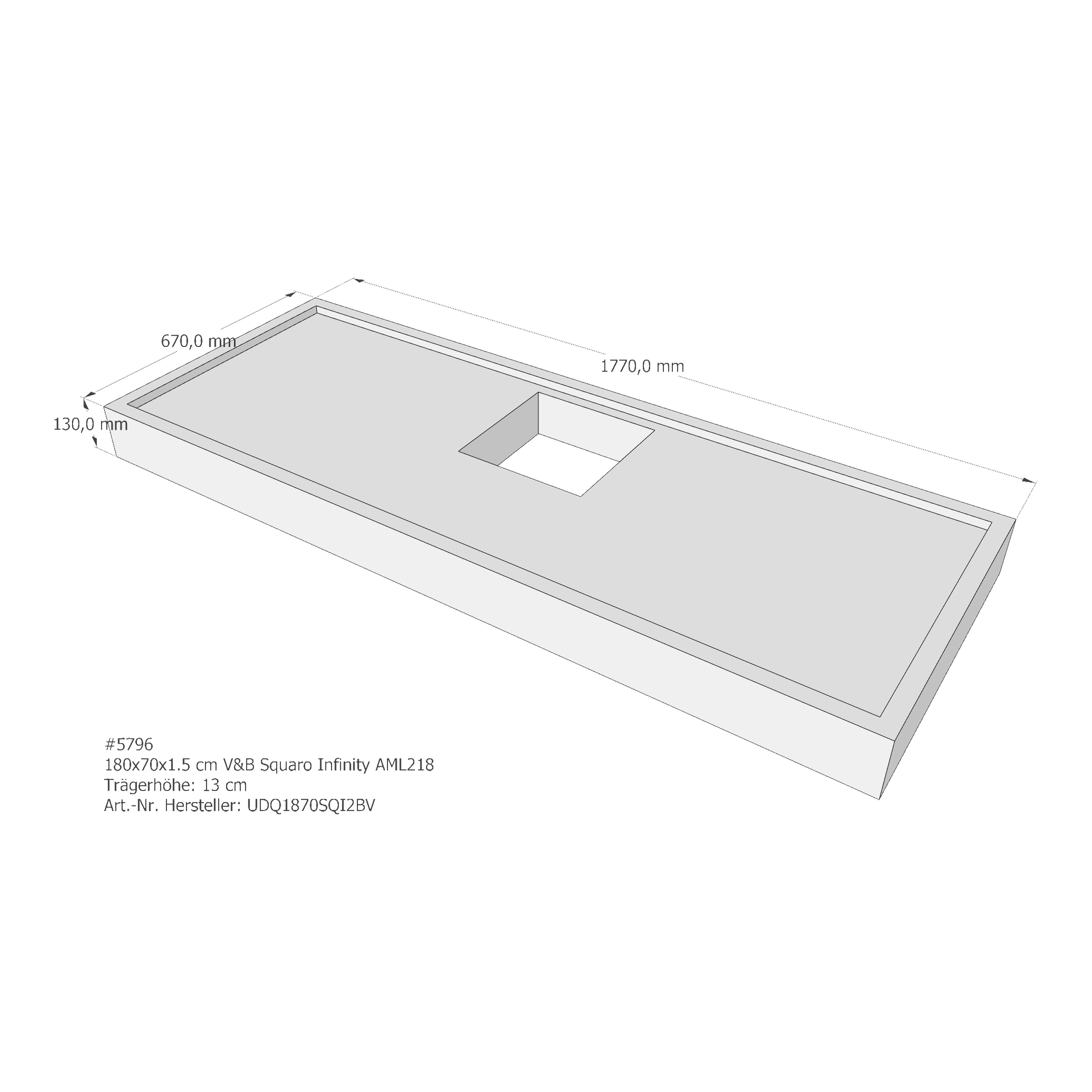 Duschwannenträger für Villeroy & Boch Squaro Infinity 180 × 70 × 1,5 cm