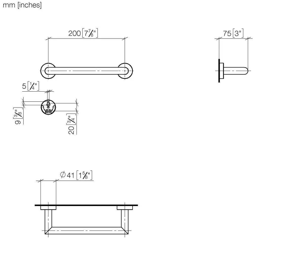 Dornbracht Wannengriff SERIENSPEZIFISCH Dark Bronze gebürstet PVD, Stichmaß 200 mm, Breite 240 mm, Höhe 40 mm, Rosette Ø 40 mm, Ausladung 75 mm Dornbracht Wannengriff SERIENSPEZIFISCH Dark Bronze gebürstet PVD, Stichmaß 200 mm, Breite 240 mm, Höhe 40 mm, Rosette Ø 40 mm, Ausladung 75 mm