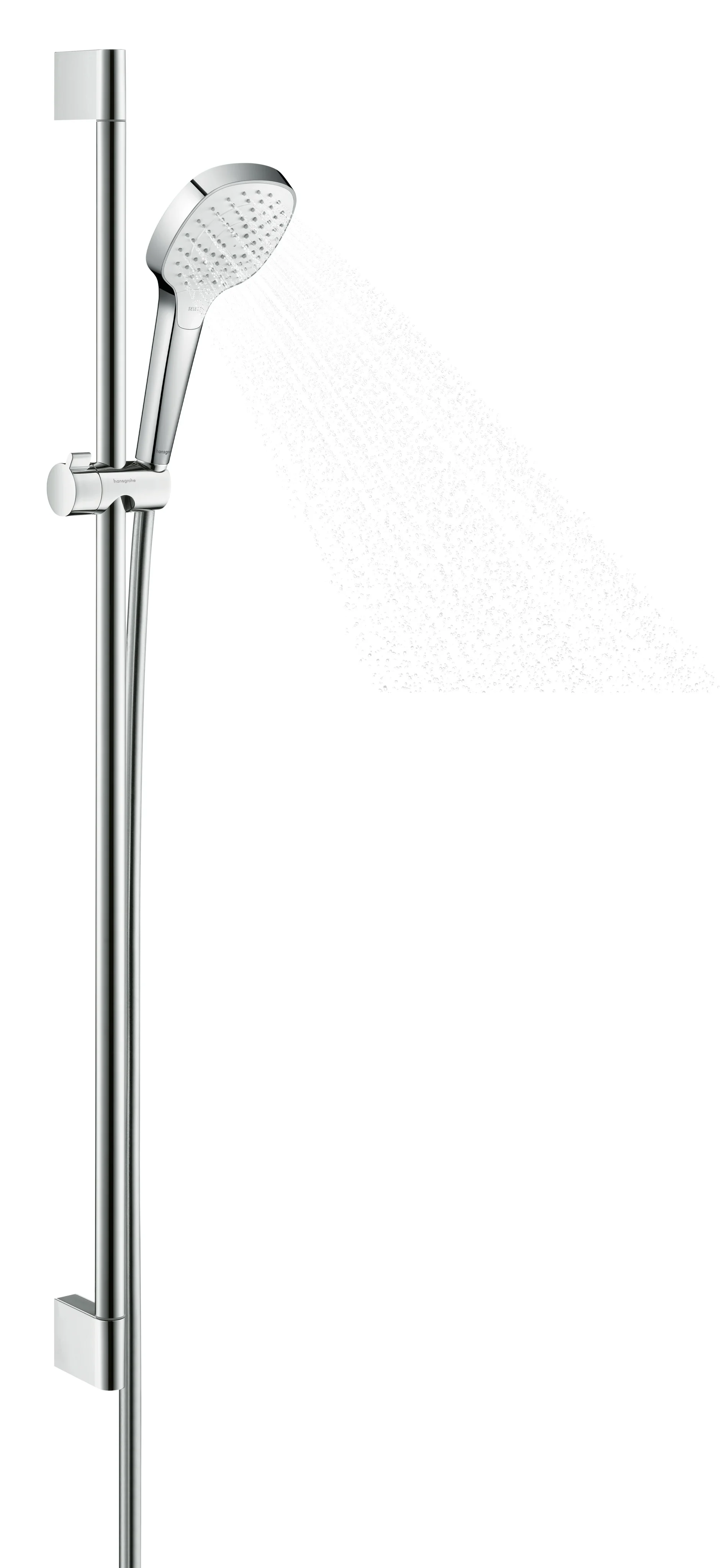 Hansgrohe Croma Select E Brauseset 110 Vario EcoSmart, weiß/chrom, 90 cm Brausestange, 110 mm Brausekopf, TurboRain/IntenseRain/Rain Strahlarten
