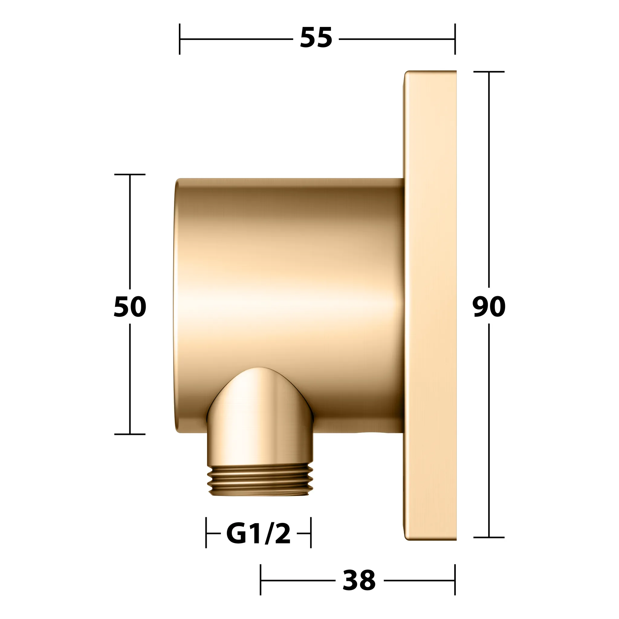 IXMO Schlauchanschluß DN15 eckig Messing gebürstet IXMO Schlauchanschluß DN15 eckig Messing gebürstet