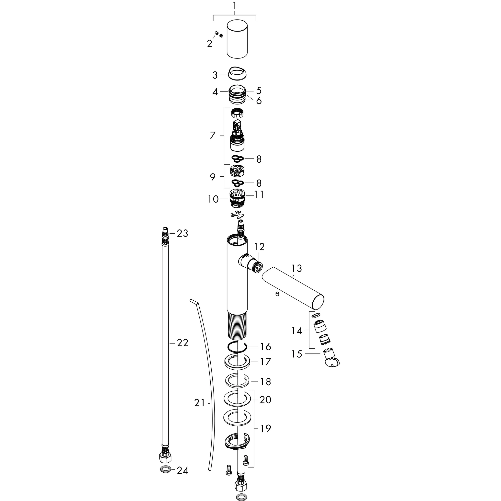 Waschtischmischer 110 Axor Uno Zerogriff chrom