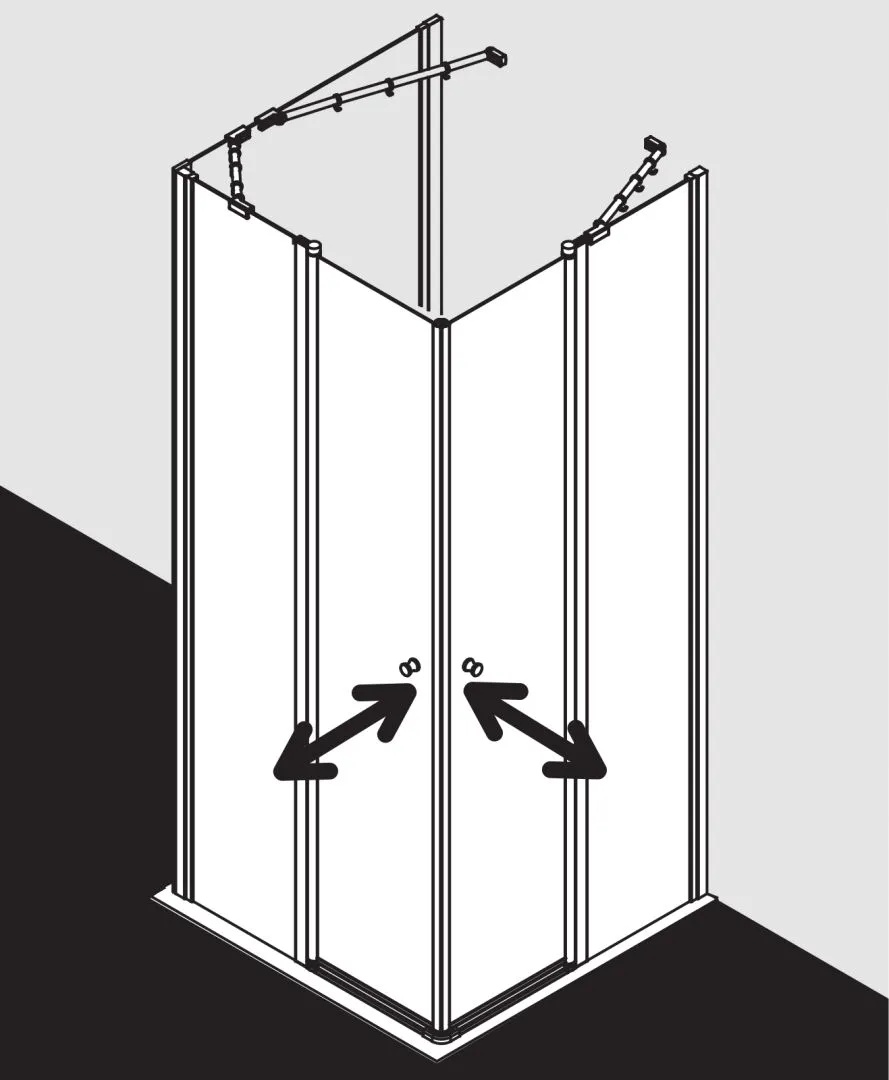 Kermi Duschtür Eckeinstieg 2-teilig (Pendeltüren mit Festfeldern) Halbteil rechts „IBIZA 2000“ 185 cm Glas SR Opaco, Profile Weiß (RAL 9016), Anschlag rechts, Drehtür zweiteilig Kermi Duschtür Eckeinstieg 2-teilig (Pendeltüren mit Festfeldern) Halbteil rechts „IBIZA 2000“ 185 cm Glas SR Opaco, Profile Weiß (RAL 9016), Anschlag rechts, Drehtür zweiteilig