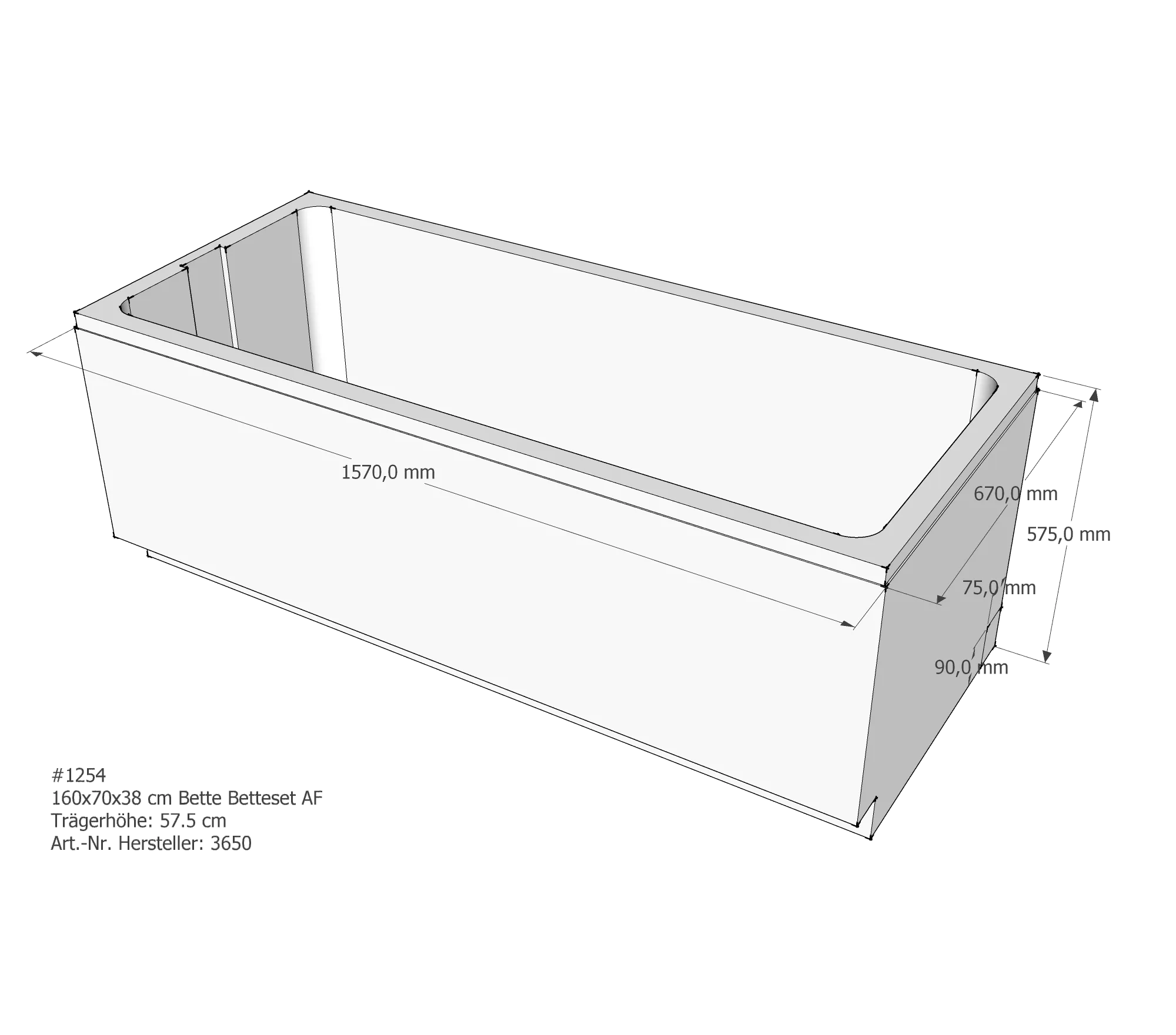 Badewannenträger für Bette Set 160 × 70 × 38 cm Badewannenträger für Bette Set 160 × 70 × 38 cm