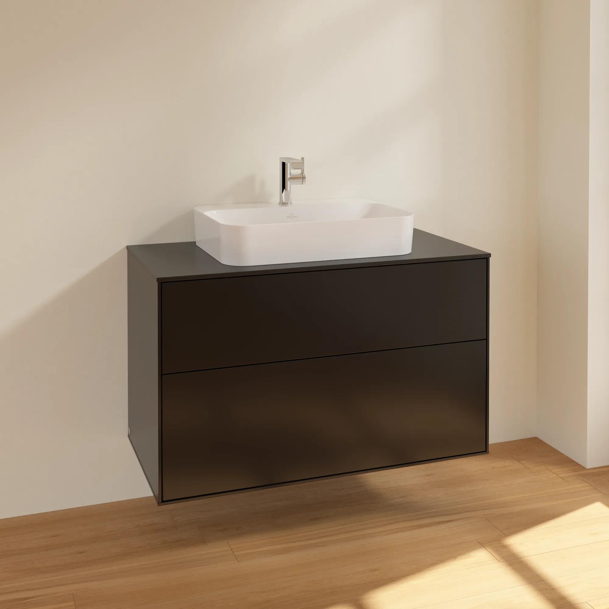 Villeroy & Boch Waschbeckenunterschrank Finion F35, 1000x603x501 mm, Black Matt Lacquer, mit SoftClosing und Push-to-open Funktion Villeroy & Boch Waschbeckenunterschrank Finion F35, 1000x603x501 mm, Black Matt Lacquer, mit SoftClosing und Push-to-open Funktion