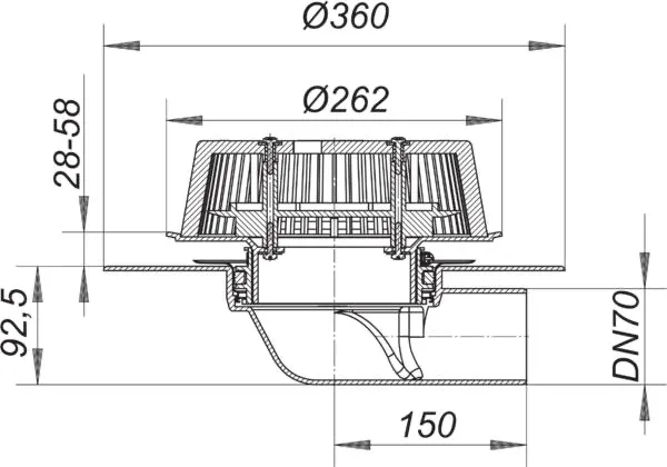 Power-Notablauf 86 D FPO-PP, DN 70