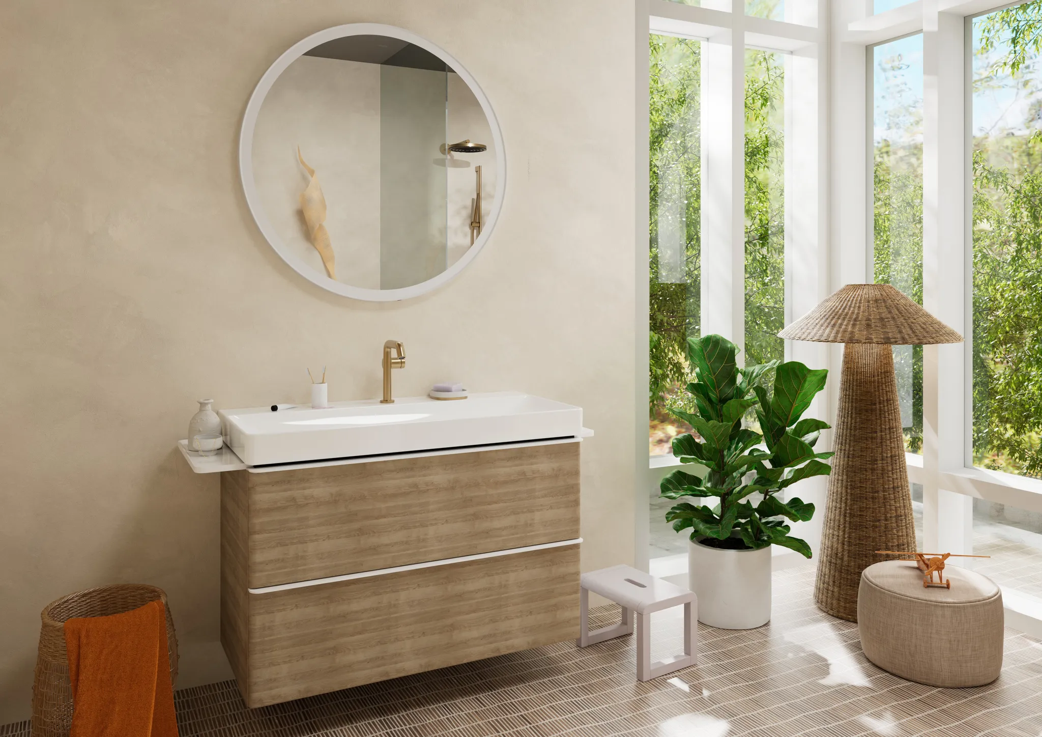 Hansgrohe Xarita Lite S Spiegel mit runder LED-Beleuchtung, 900x900x30 Hansgrohe Xarita Lite S Spiegel mit runder LED-Beleuchtung, 900x900x30