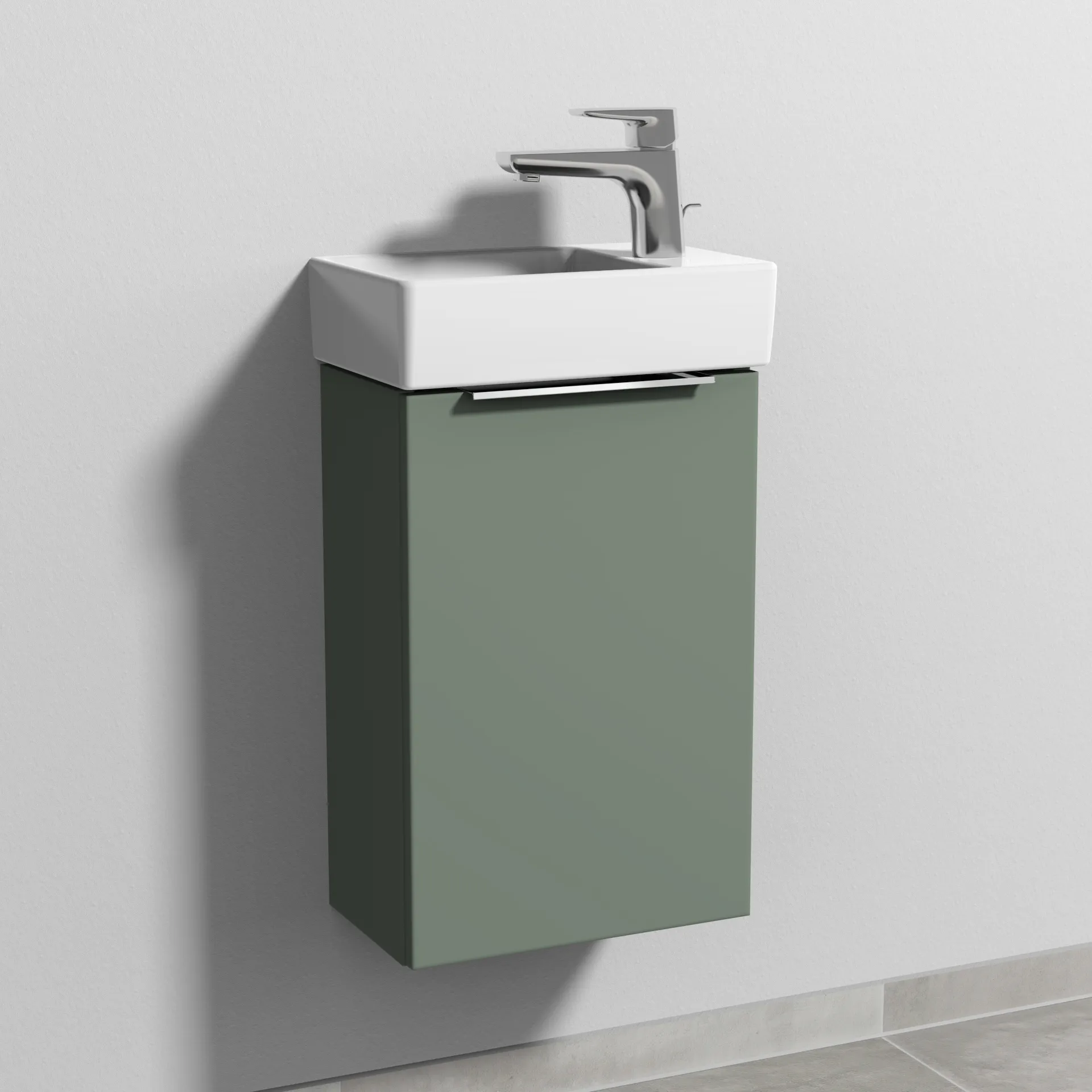 Sanipa Waschtischunterschrank „3way“ passend zu Keramik-Waschtische Avento von Villeroy & Boch 340 × 510 × 202 mm in Soft-Green, Anschlag rechts
