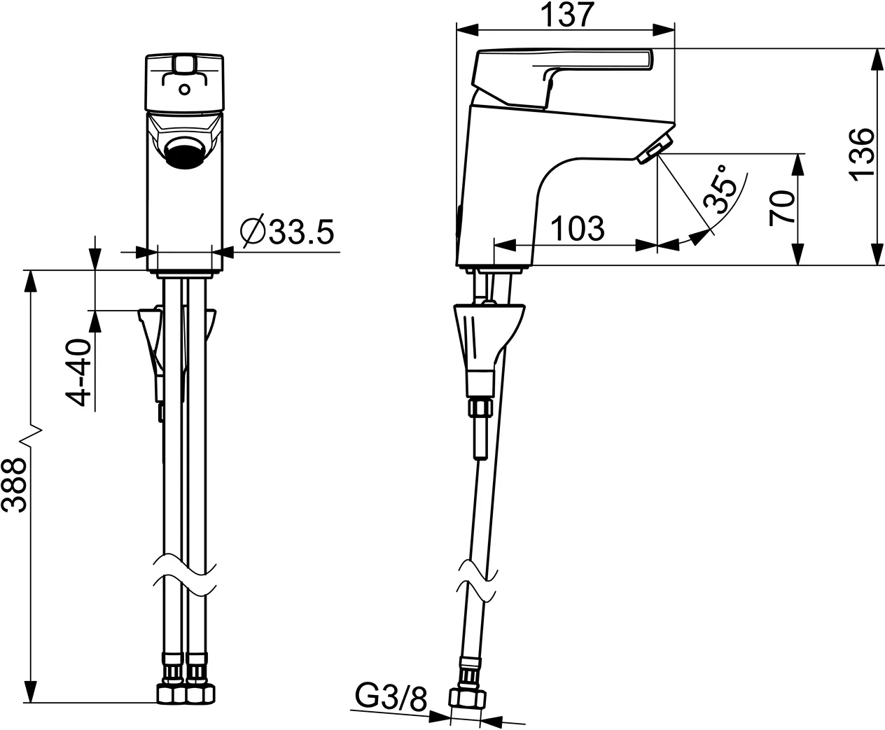 HA Einhebelmischer Waschtischbatterie HANSAPALENO 5636 Ausladung 103 mm DN15 Chrom