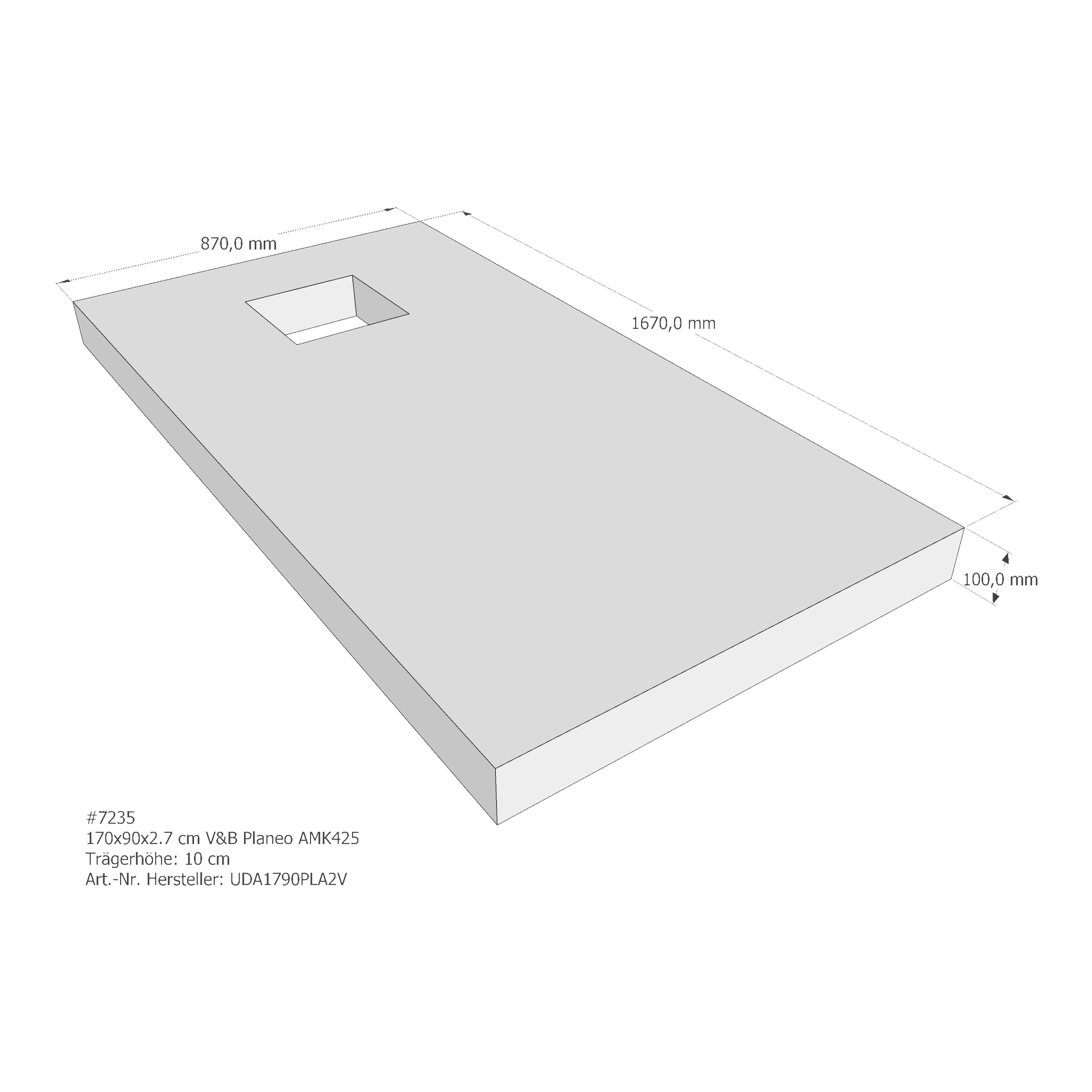 Duschwannenträger für Villeroy & Boch Planeo 170 × 90 × 2,9 cm