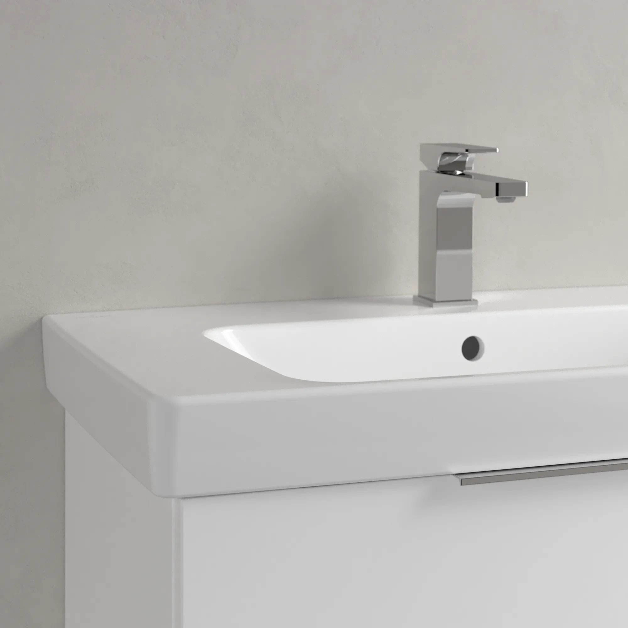 Villeroy & Boch Waschbecken „Architectura“ 800 × 455 × 165 mm, ohne Hahnlochbohrung, für Becken mittig in Weiß Alpin Villeroy & Boch Waschbecken „Architectura“ 800 × 455 × 165 mm, ohne Hahnlochbohrung, für Becken mittig in Weiß Alpin