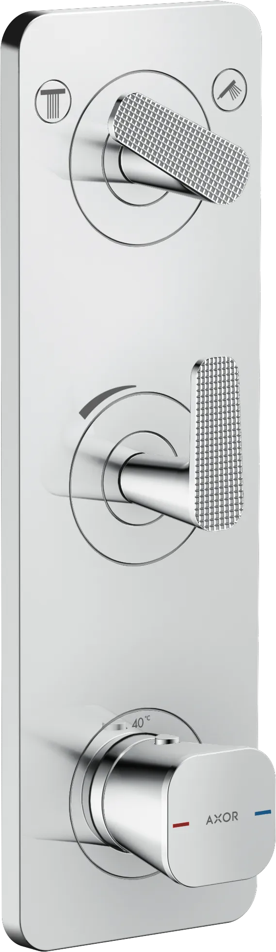 Hansgrohe AXOR Citterio C Thermostatmodul 380⁄120 Unterputz mit Platte für 2 Verbraucher Cubic cut, Chrom Hansgrohe AXOR Citterio C Thermostatmodul 380⁄120 Unterputz mit Platte für 2 Verbraucher Cubic cut, Chrom