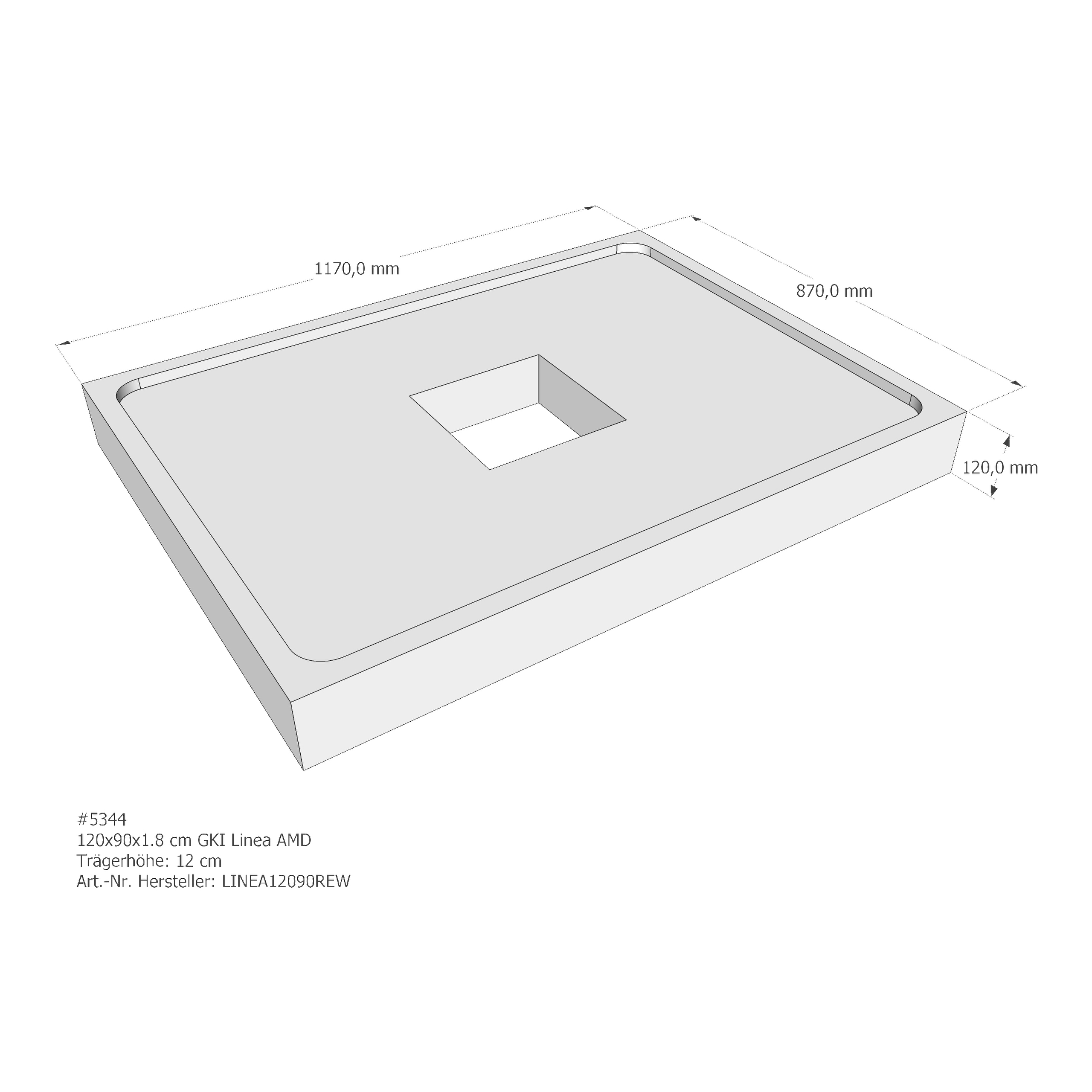 Duschwannenträger für GKI Linea 120 × 90 × 1,8 cm