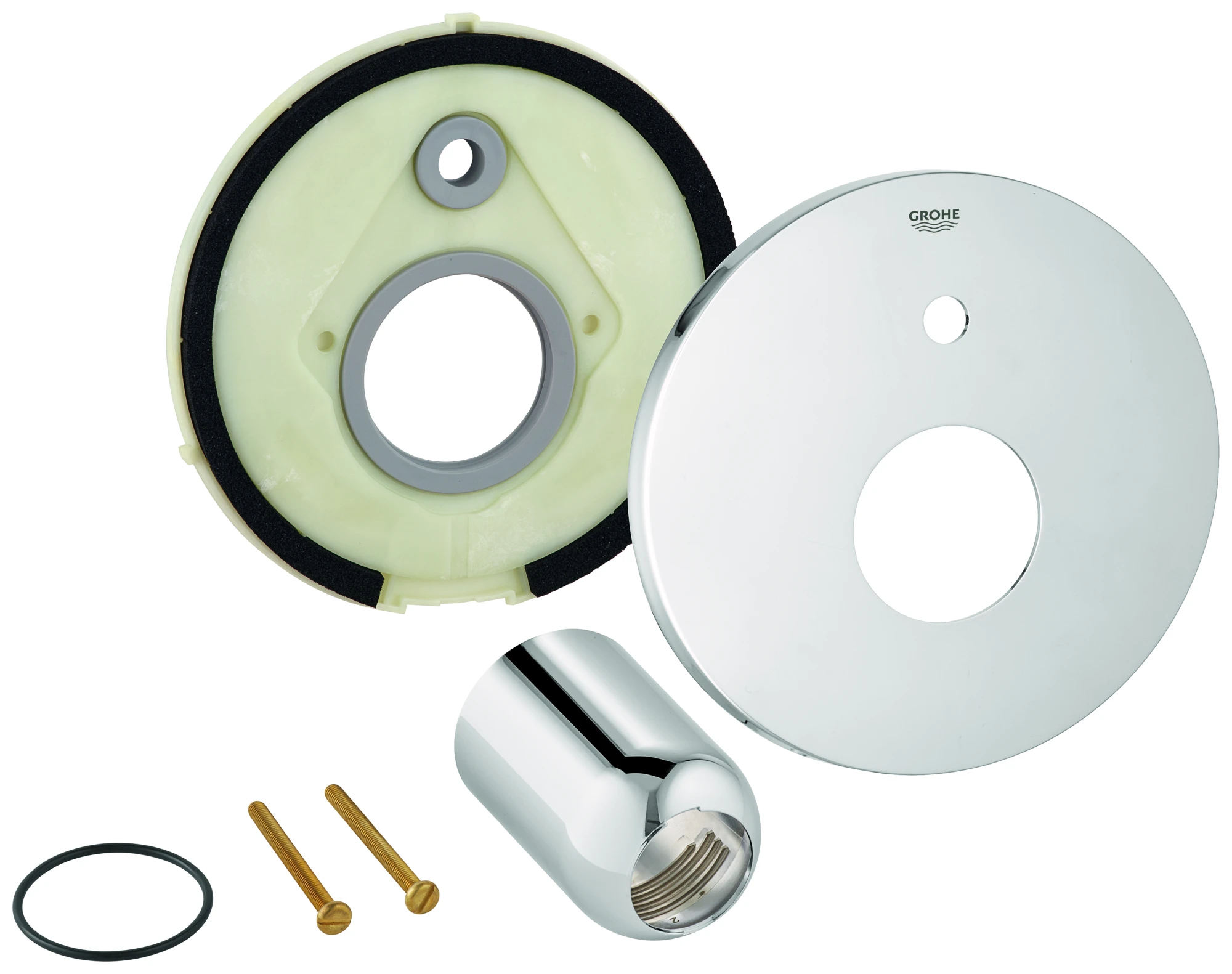 Rosette 46905, Metall, mit Kappe, für Einhand-Wannenbatterie Fertigmontageset, chrom