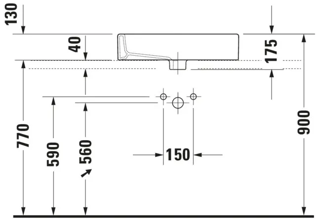Aufsatzwaschtisch „Vero“, mit Überlauf, Hahnlochposition mittig Aufsatzwaschtisch „Vero“, mit Überlauf, Hahnlochposition mittig