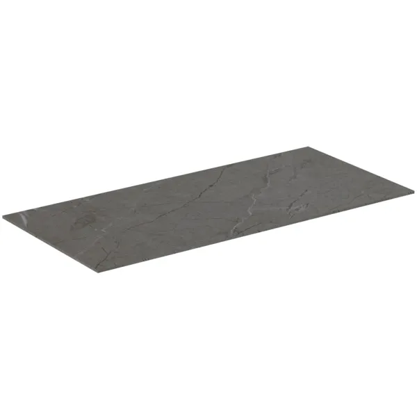 Waschtischplatte Conca, aus Keramik, 802x373x6mm, Marmor Noir Desir