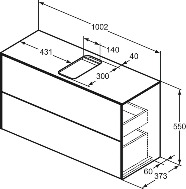 Ideal Standard Waschtischunterschrank „Conca“ 100,2 × 55 × 37,3 cm Eiche geflammt Furnier Ideal Standard Waschtischunterschrank „Conca“ 100,2 × 55 × 37,3 cm Eiche geflammt Furnier