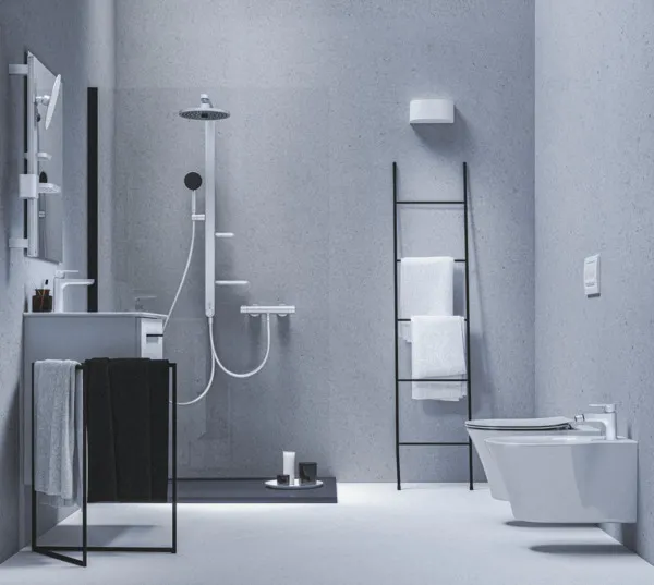 Beauty Bar Accessoires-Kombination Alu+ S700 mit Spiegel Durchmesser 200mm Rose Beauty Bar Accessoires-Kombination Alu+ S700 mit Spiegel Durchmesser 200mm Rose