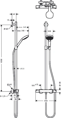 Showerpipe Croma Select E Multi SemiPipe weiss/chrom