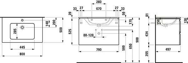 Laufen Badmöbelset inkl. Waschtisch „PRO S“ 800 × 500 × 545 mm Laufen Badmöbelset inkl. Waschtisch „PRO S“ 800 × 500 × 545 mm