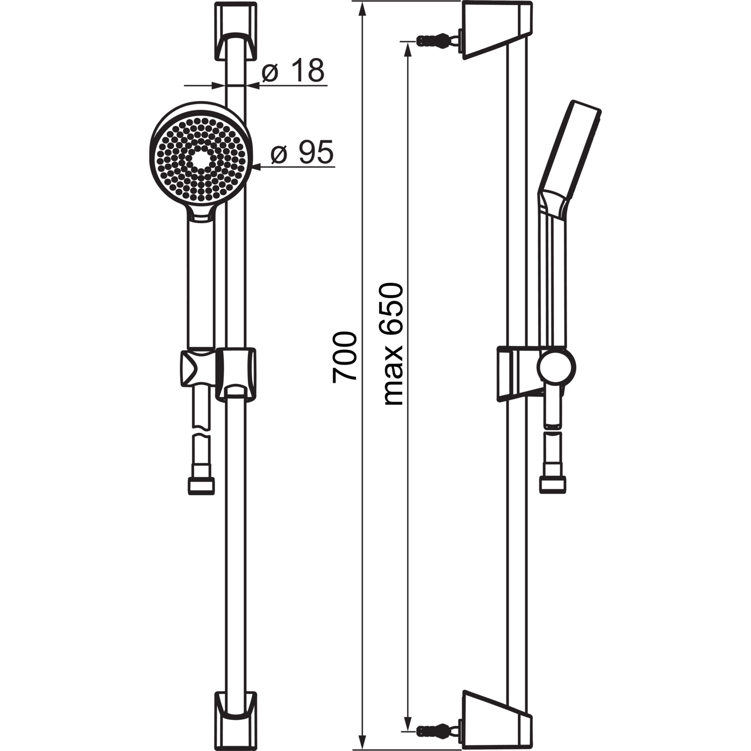 Wandstangengarnitur BASICJET ECO 4478 1-strahlig Chrom