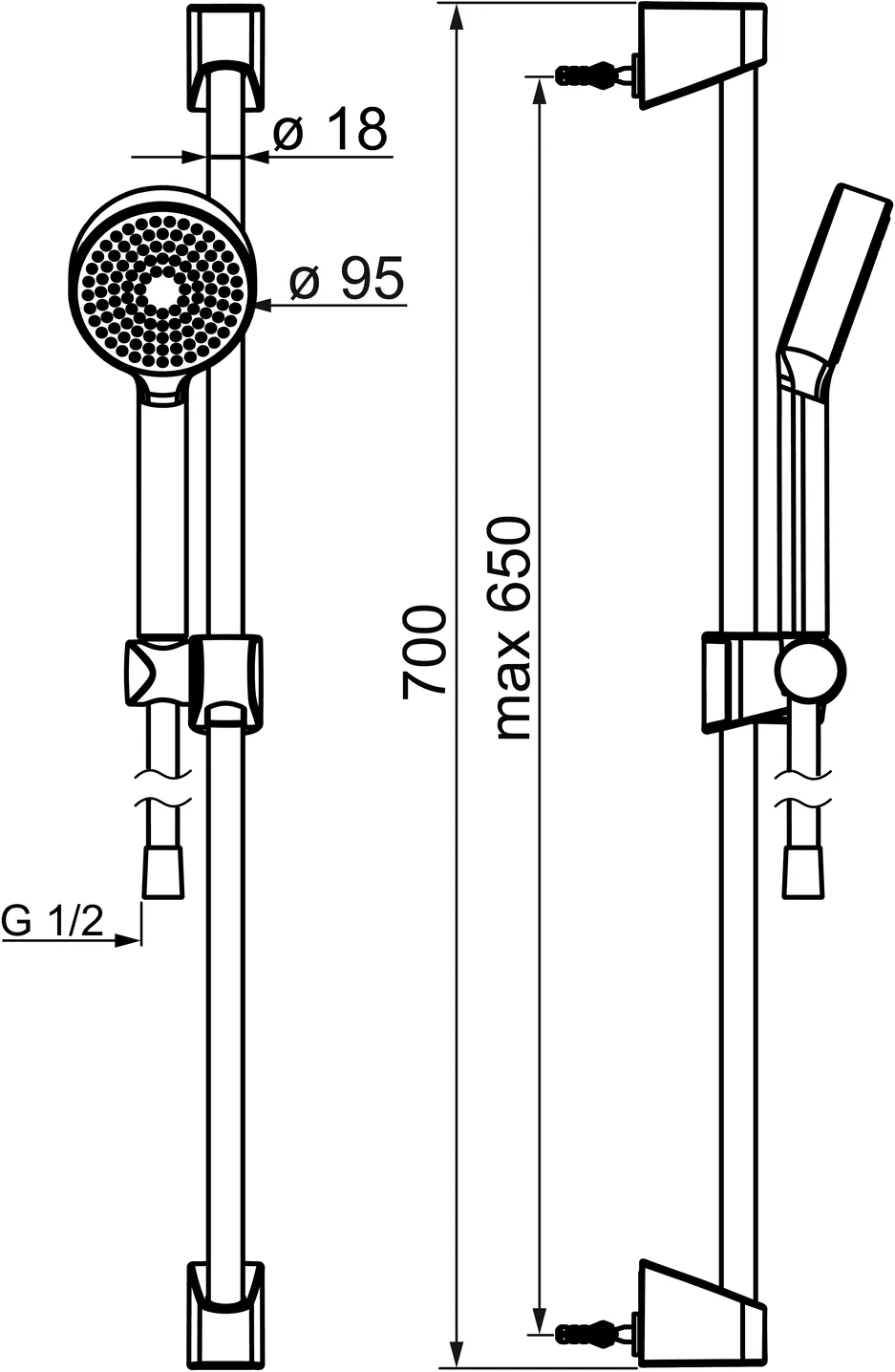HansaBASICJET Wandstangen-Brausenset ECO 4478 1-strahlig Chrom HansaBASICJET Wandstangen-Brausenset ECO 4478 1-strahlig Chrom