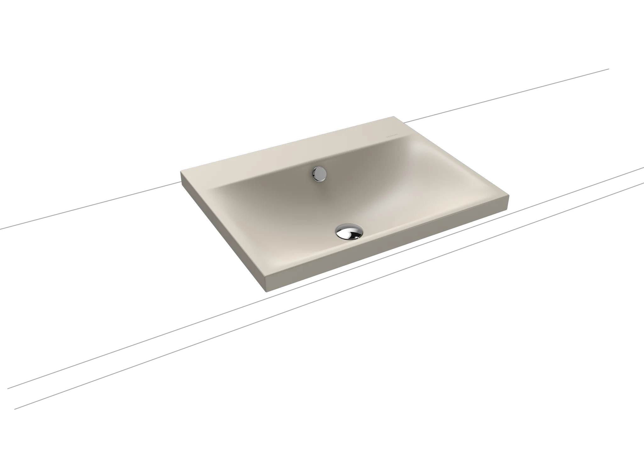 Kaldewei SILENIO Aufsatzwaschtisch, 600x460 mm, Randhöhe 40 mm, warm grey 10, Perl-Effekt, Antidröhn mit Überlauf, Sichtteile schwarz matt 100