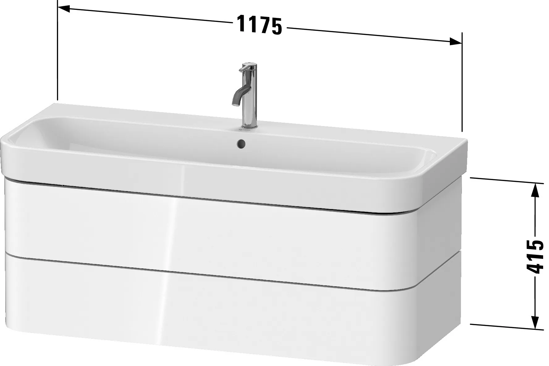 Duravit Waschtischunterschrank wandhängend „Happy D.2 Plus“ 117,5 × 41,5 × 49 cm