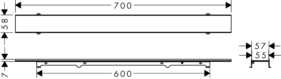Hansgrohe RainDrain Rock Duschrinne 700 mm, kürzbar und befliest, rahmenloses Design, höhenverstellbare Abdeckung, Edelstahl V2A Hansgrohe RainDrain Rock Duschrinne 700 mm, kürzbar und befliest, rahmenloses Design, höhenverstellbare Abdeckung, Edelstahl V2A