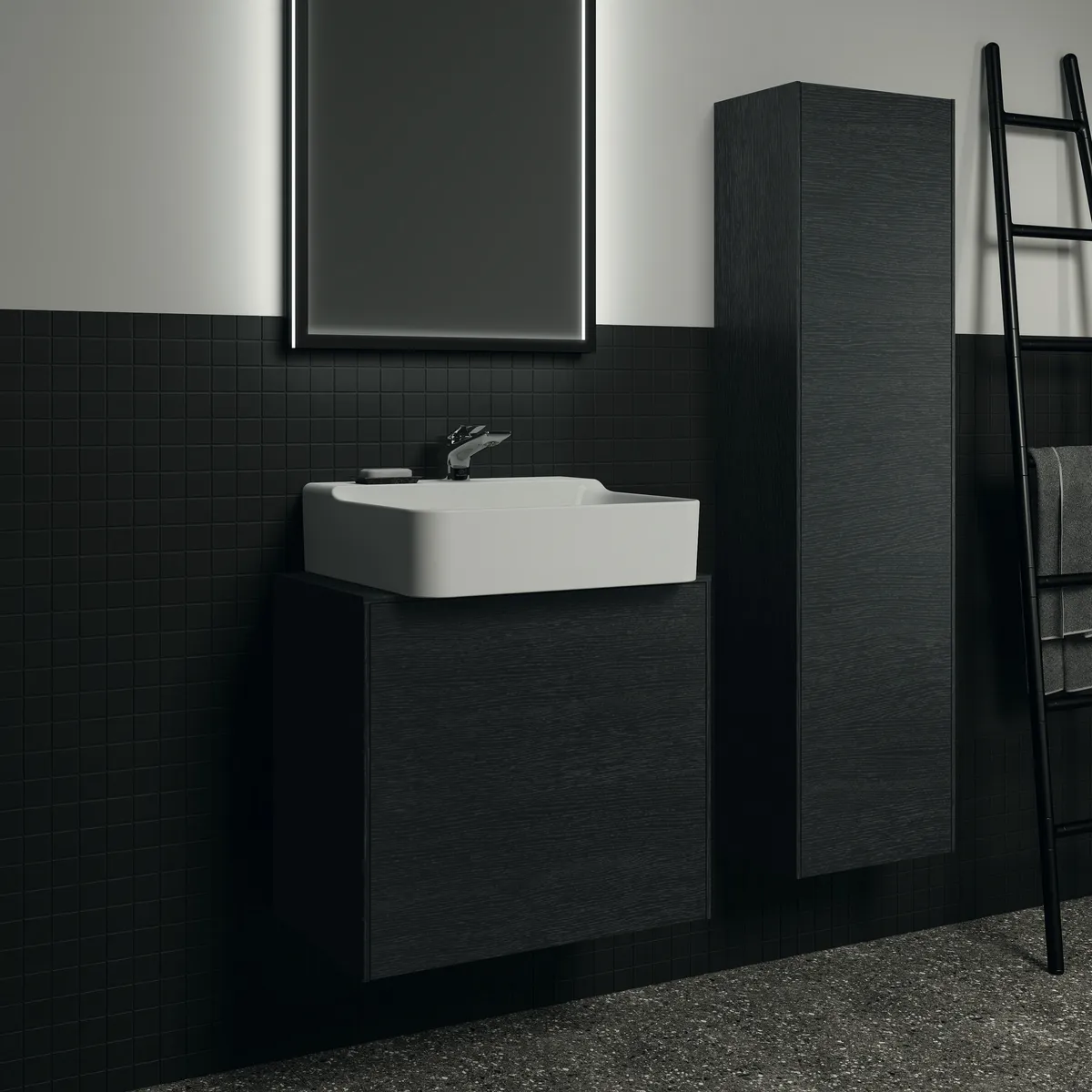 Ideal Standard Hochschrank „Conca“ 37 × 140 × 25 cm Eiche geflammt Furnier Ideal Standard Hochschrank „Conca“ 37 × 140 × 25 cm Eiche geflammt Furnier