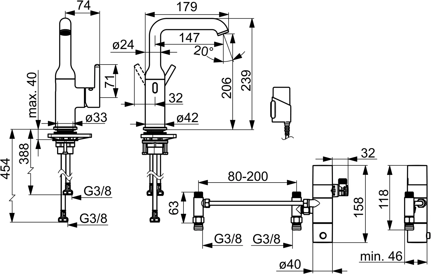 EHM WT-Batt. HansaVANTIS Style 5460 3V, Bluetooth Ausld. 147 mm chr