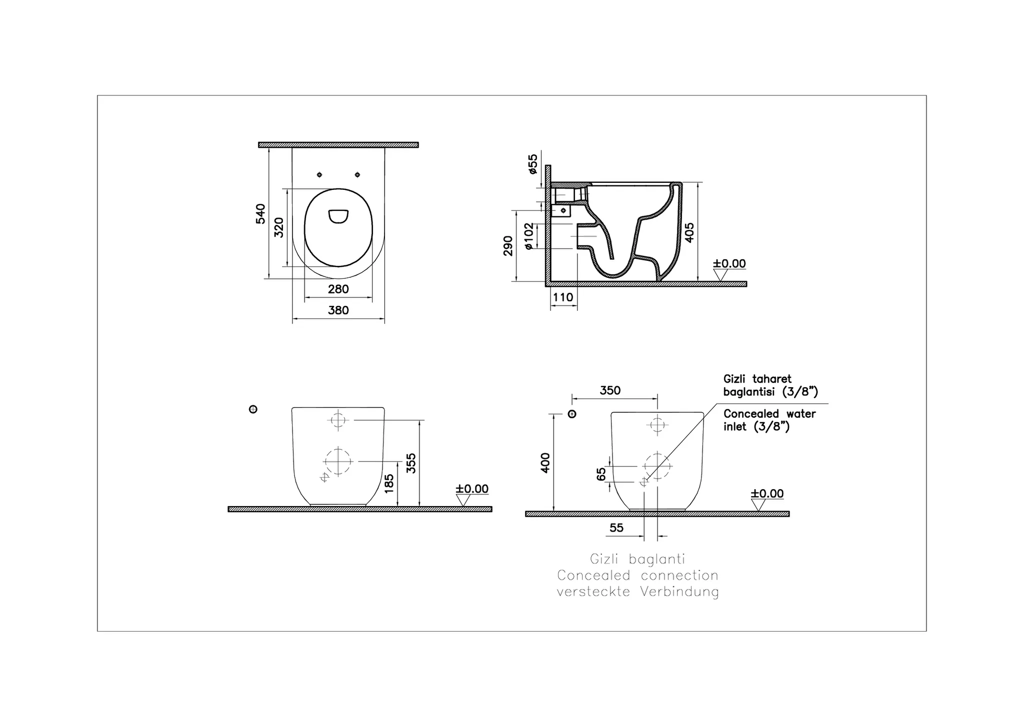 VitrA Liquid Stand-WC Flush 2.0 Bidetfunktion, Weiß Hochglanz