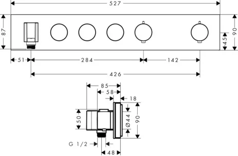 Thermostatmodul Unterputz Select Axor Fertigset 3 Verbraucher chrom Thermostatmodul Unterputz Select Axor Fertigset 3 Verbraucher chrom