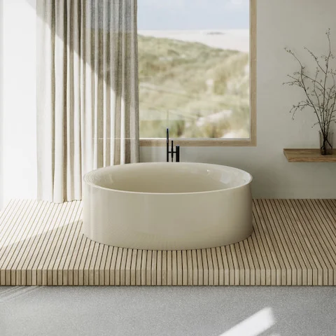 Bette BetteSilhouette Oval Badewanne Eve, Bicolour weiß/violett, 1800 x 1000 mm, 450 mm hoch, 2-Sitzer, glasierter Titan-Stahl