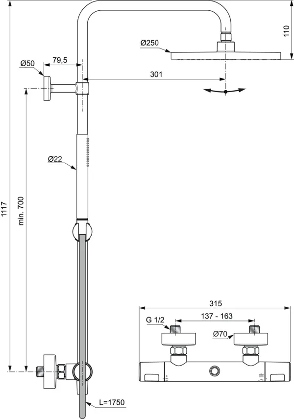 Ideal Standard Duschsystem „CerathermT25M“ Ideal Standard Duschsystem „CerathermT25M“