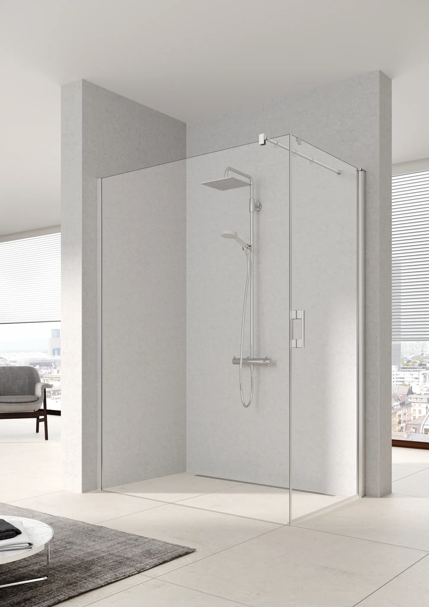 Kermi Duschdesign Walk-In-Duschkabine „WALK-IN XB“ Glas Klar, Profile Silber Mattglanz, BV: 780 - 800 mm WE: 785 - 805 mm H: 2000 mm