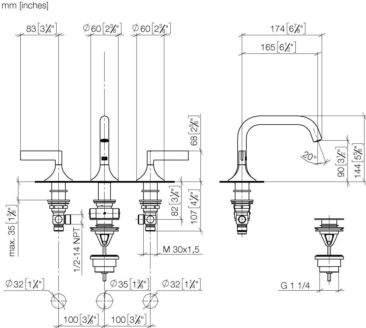 Waschtisch-Dreilochbatterie mit Ablaufgarnitur VAIA Chrom 20705819 Waschtisch-Dreilochbatterie mit Ablaufgarnitur VAIA Chrom 20705819